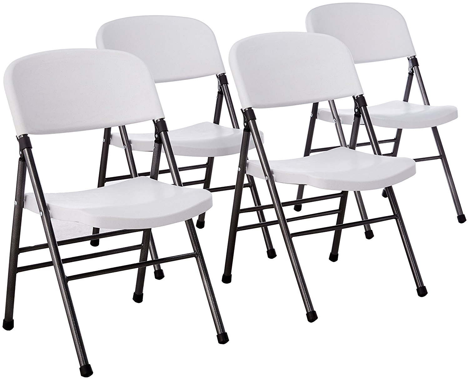Cosco Resin Folding Chair with Molded Seat and Back White Speckle (4-pack)